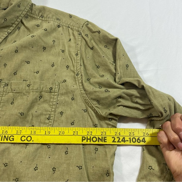 Route 66 Jacket Shirt Corduroy Floral Front full zipper Olive Green Top vintage - Picture 5 of 11
